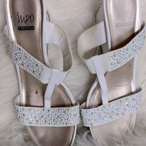 Impo White Vania Stretchy Straps Wedge Sandal